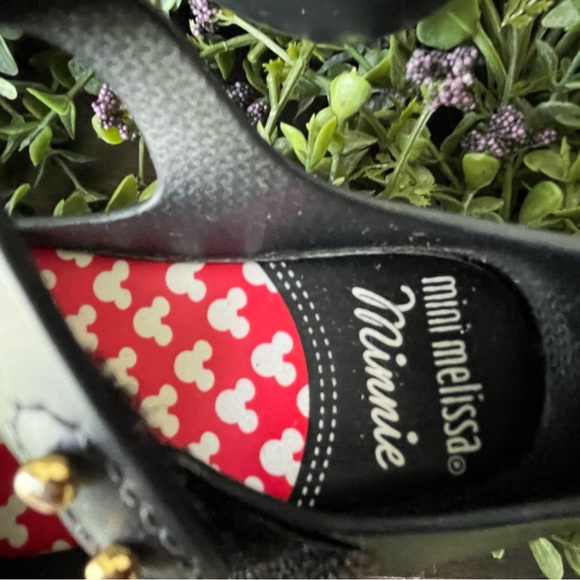 Mini Melissa Kissing Mickey Minnie Disney Mary Janes Shoes Sandals Black size 6 - Picture 7 of 9